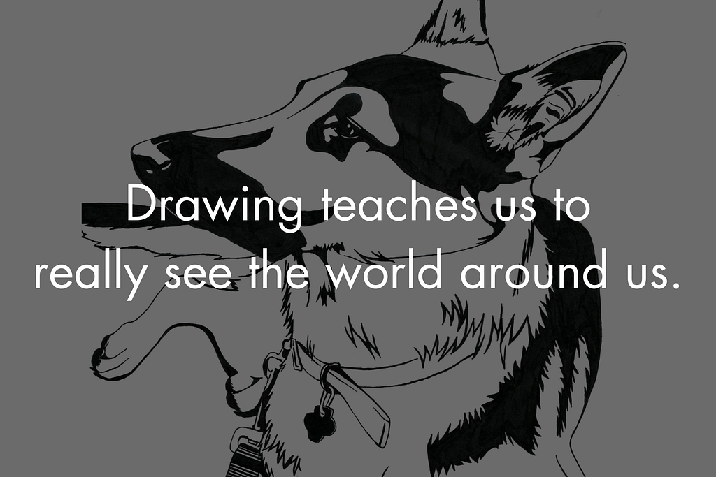 Ink on Paper German Shepherd Drawing Quote